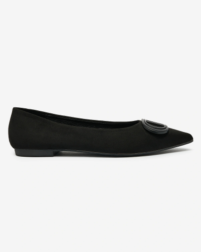 Royalfashion Schwarze Damen-Ballerinas mit spitzer Spitze und Verzierung auf der Nase Tidita