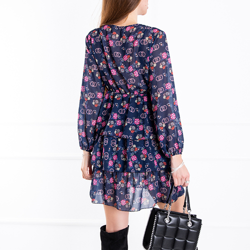 Темно-синя жіноча сукня з квітковим принтом