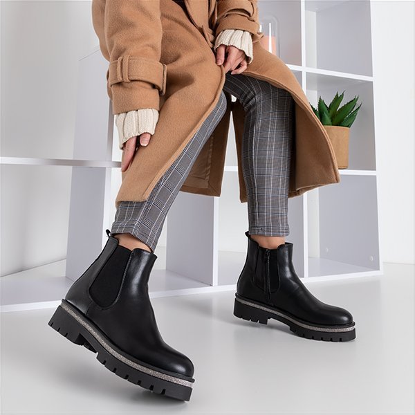 Larentina schwarze Damen-Stiefeletten aus Öko-Leder Schuhe