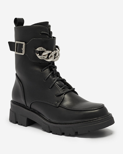 OUTLET Gewärmte schwarze Baggerstiefel für Damen Effpi- Footwear