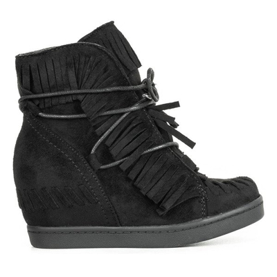 Schwarze Mädchenschuhe auf einem bedeckten Keil Gabi - Footwear