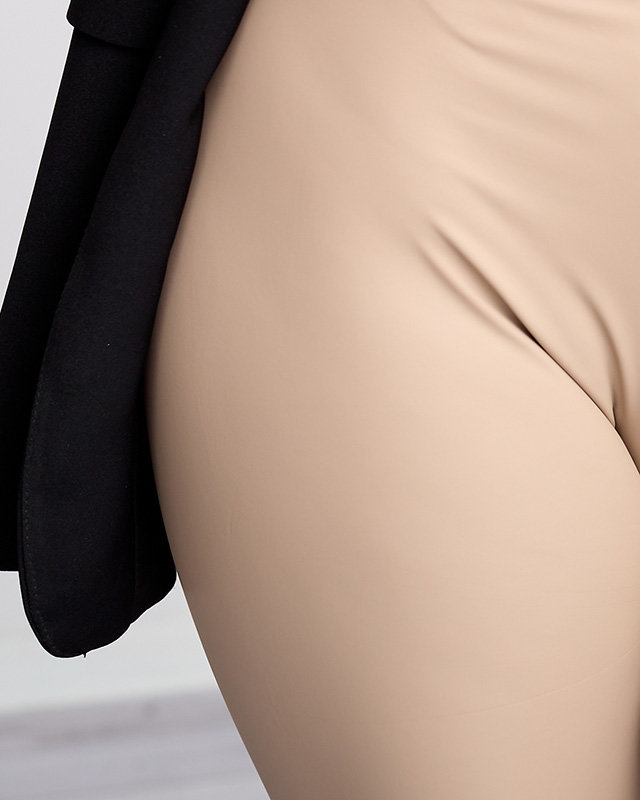 Damen-Leggings aus Öko-Leder in Beige - Kleidung