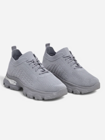 Damen Sneaker Atenea Light Graue Stoffschuhe mit flacher 4,5 cm Sohle