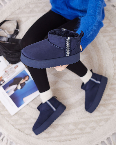 Royalfashion Hellbraune Damenschuhe a'la Schneestiefel mit Ornament Parisela