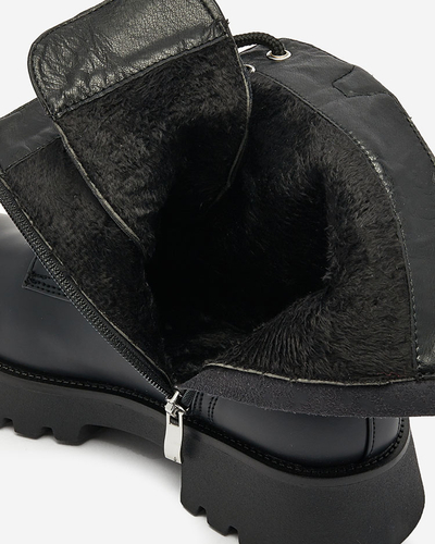 Royalfashion Schwarze Damen Baggerstiefel Basurb