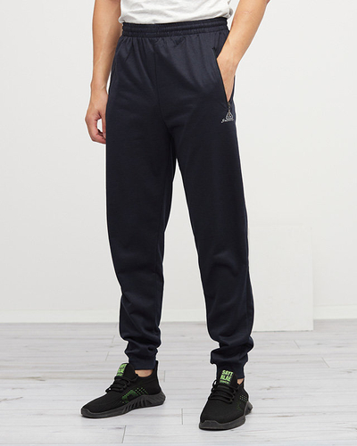 Темно-сині чоловічі бавовняні спортивні штани з кишенями - Одяг