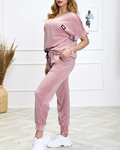 Dunkelrosa Damen-Trainingsanzug-Set mit Verzierungen - Kleidung