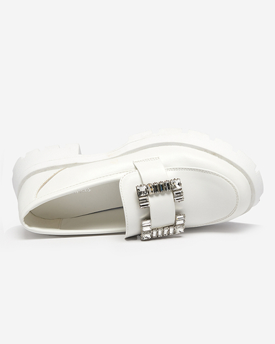 OUTLET Mattweiße Damenschuhe mit silberner Vusito-Schnalle - Schuhe