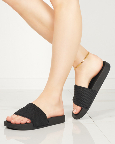 OUTLET Schwarze Damenhausschuhe mit Galite-Prägung - Schuhe