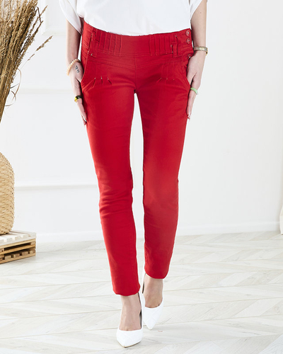 Damen Stoffhose mit niedrigem Bund in Rot - Kleidung