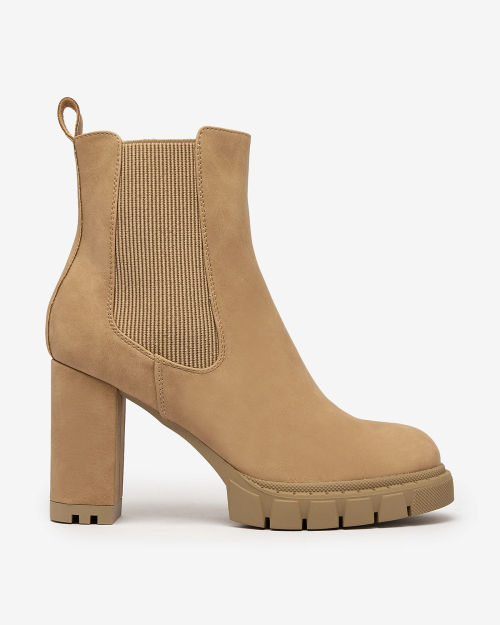 Royalfashion Світло-коричневі жіночі чоботи на високих підборах Seihay