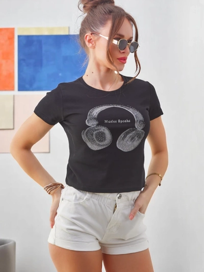 Royalfashion Damen Baumwoll-T-Shirt mit Music Speaking Druck