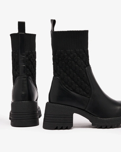 Royalfashion Schwarze Damenstiefel Acigog mit flachem Absatz