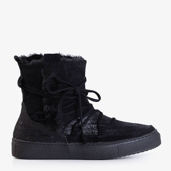 Schwarze Schneeschuhe für Damen mit Fell Nosesi - Schuhe