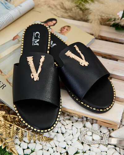 Royalfashion Damen Öko-Leder-Flip-Flops Cemenna