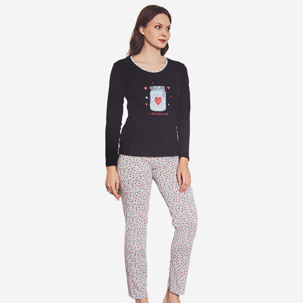 Marineblauer und grauer weihnachtlicher 2-teiliger Pyjama mit Aufdruck - Kleidung