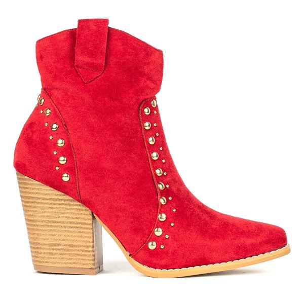 Rote Cowboystiefel auf einem hohen Gana-Pfosten - Schuhe