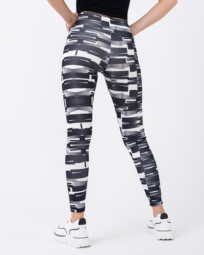 Schwarz-weiß gemusterte Leggings für Damen mit hoher Taille - Bekleidung