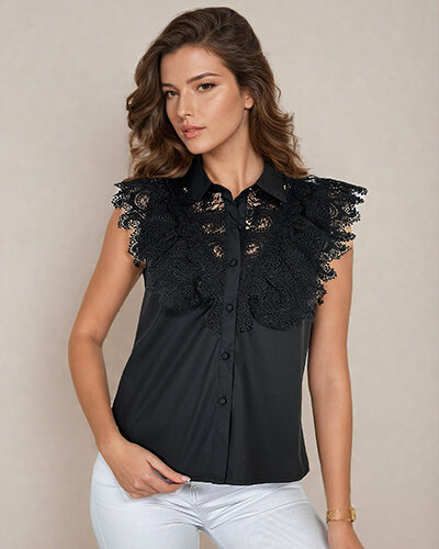 Royalfashion Damen-Spitzenhemd
