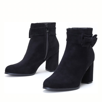 Schwarze Stiefel mit Schleife am hohen Pfosten Lucia - Footwear