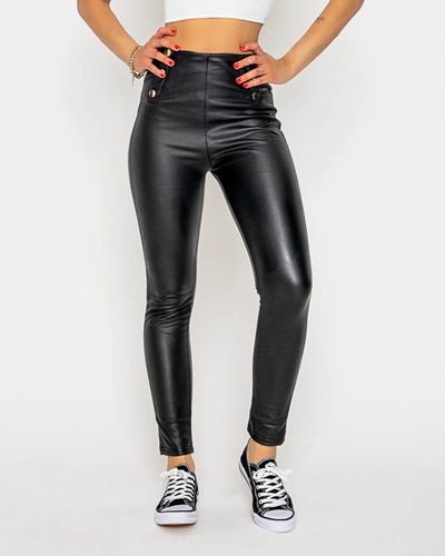 High-Waist-Lederleggings - Bekleidung