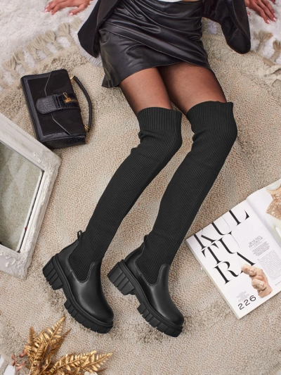 Damen Schlupf Overknee-Stiefel Obsidian Rose