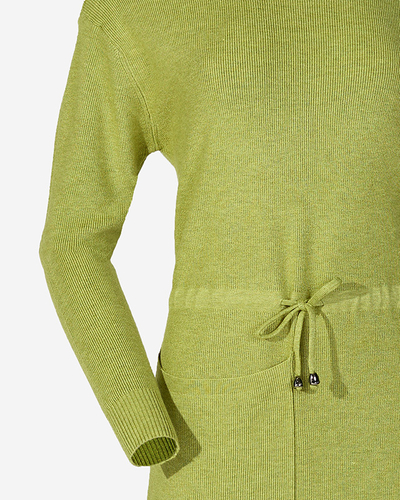 Зелена жіноча сукня-светр з високим горлом - Одяг