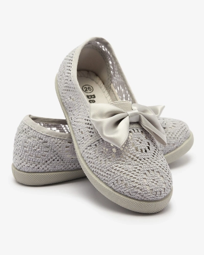 Graue Slipper für Mädchen mit Schleife Sweet Time - Footwear