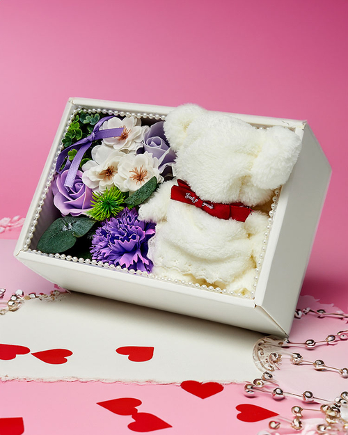 Royalfashion Flowerbox Квіти в коробці з ведмедиком