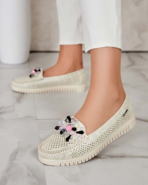 Royalfashion Жіночі ажурні мокасини з бісеру Nasfali