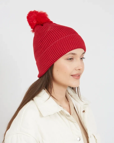Royalfashion Damen gefütterte Mütze mit Bommel