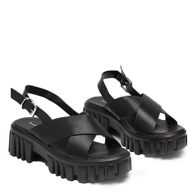 Schwarze Damensandale auf massiver Otida-Sohle - Footwear