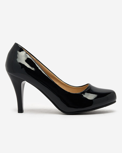 Royalfashion Schwarz lackierte Degonop Pumps mit Absatz