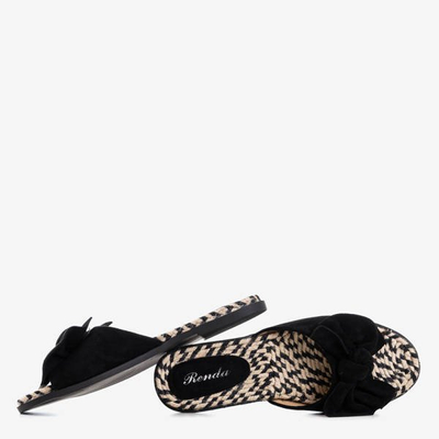 Schwarze Damenpantoffeln mit Schleife Revda - Footwear