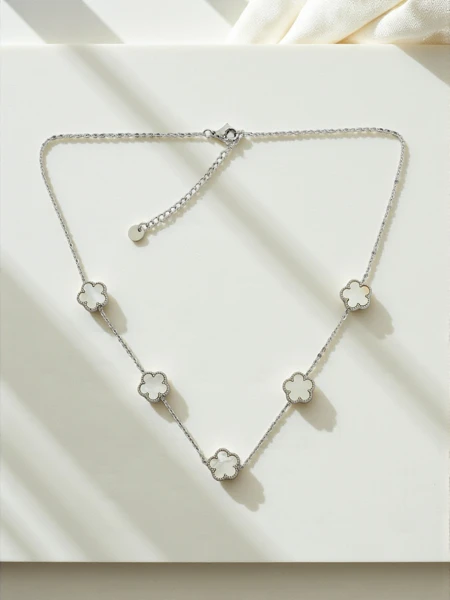 Sofia Argentum Collana – Silberkette Blumen mit Perlmutt