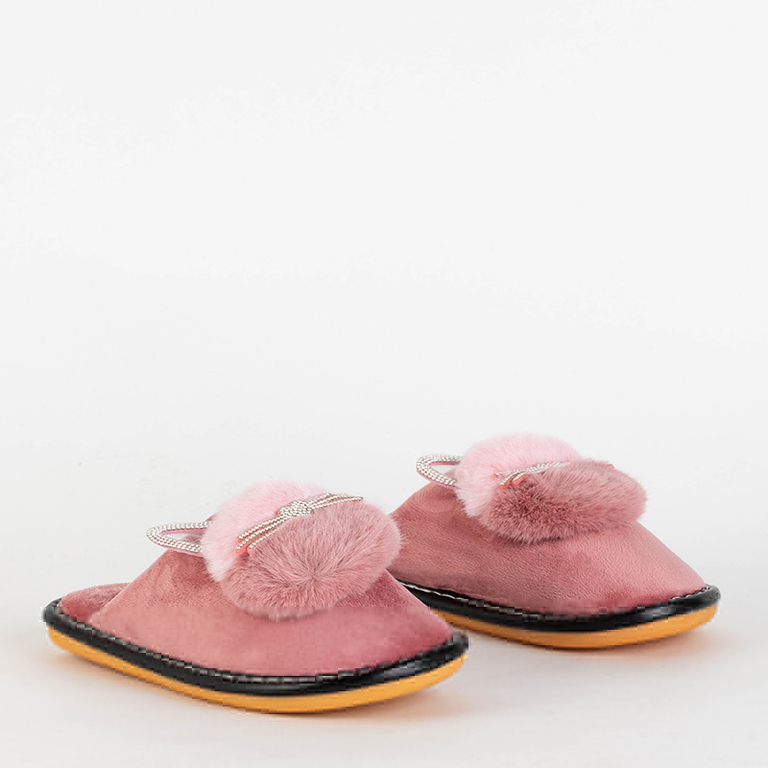 Rosa Damenhausschuhe mit Milonus Kätzchen - Schuhe