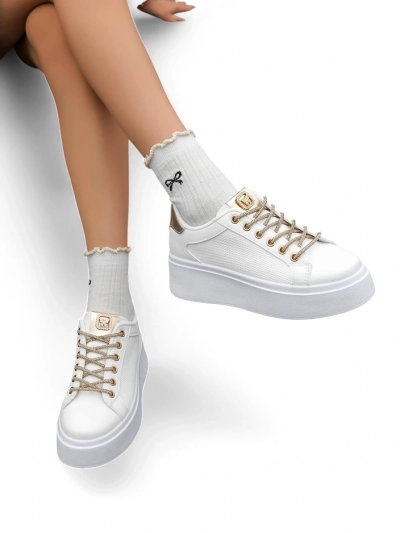 Royalfashion Damen sportliche Sneakers mit dekorativen Schnürsenkeln Eone