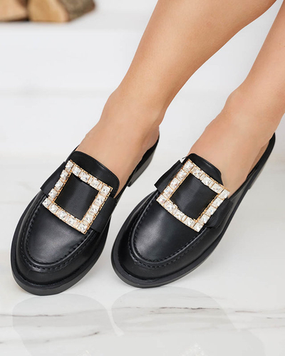 Жіночі чорні тапочки a'la loafers Delaqi - Туфлі