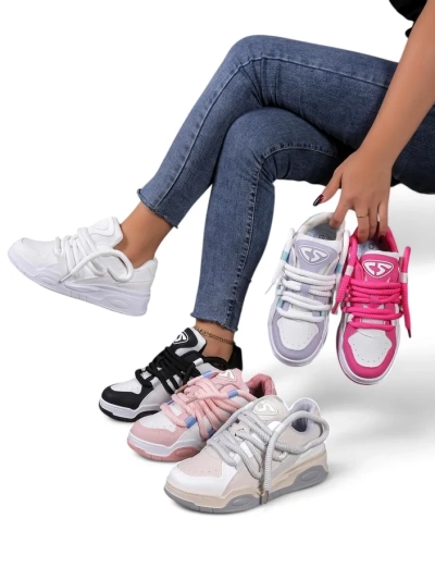 Royalfashion Damen Sport-Sneaker mit dekorativen Schnürsenkeln Clesiv