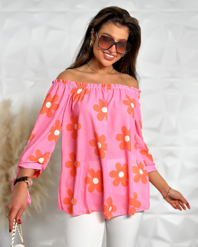 Royalfashion Жіноча блуза а-ля гіпюр в квіти