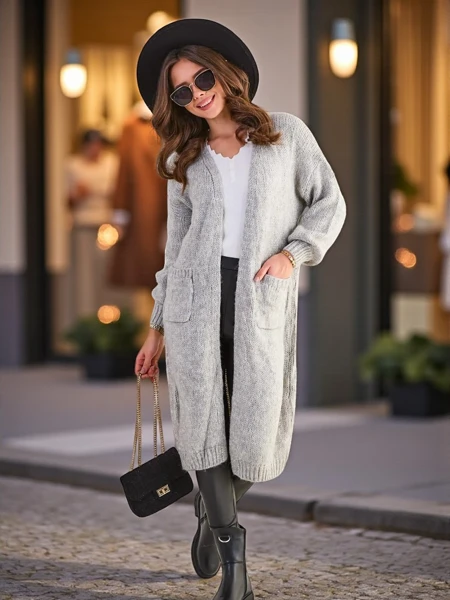 Royalfashion Gestrickte Damen-Poncho-Strickjacke