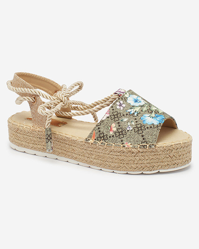 Royalfashion Khaki Damen Espadrilles mit Blumen Elizeaf