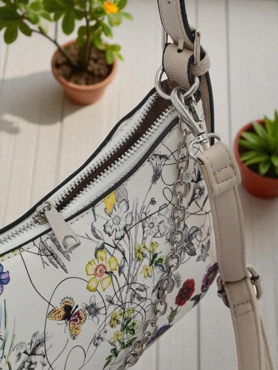 Royalfashion Kleine Damenhandtasche aus Ökoleder mit Blumenmuster Lily Bloom