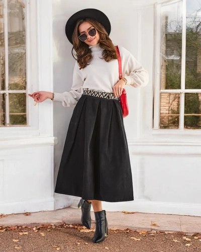 Royalfashion Damenmidirock a'la Cord