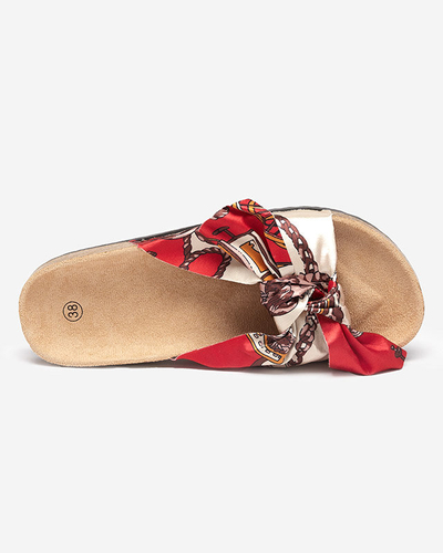 Rote Damen-Slipper mit modischem Obermaterial aus Stoff Laneso - Schuhe
