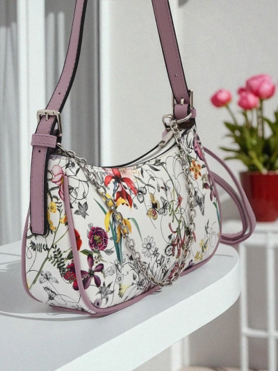 Royalfashion Kleine Damenhandtasche aus Ökoleder mit Blumenmuster Lily Bloom