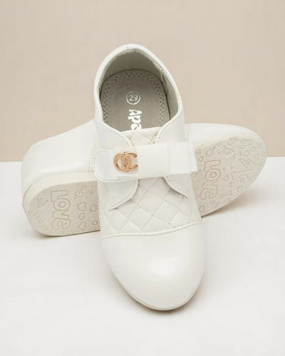 Gesteppte Öko-Leder-Halbschuhe für Mädchen in Weiß Mawert- Footwear