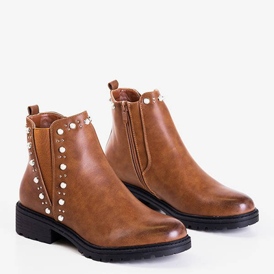 Braune Damenstiefel mit Waterloo-Perlen - Schuhe