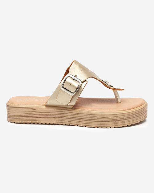 Золоті жіночі шльопанці на платформі Borico