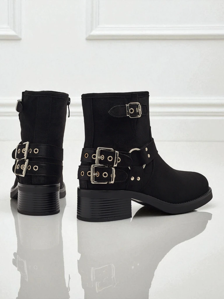 Damenstiefeletten aus Öko-Wildleder mit Schnallen Valtos